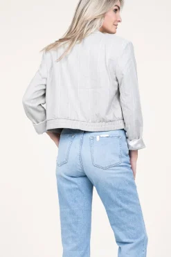 Striped Cropped Blazer Mille | Grey... | Aaiko | Little Soho