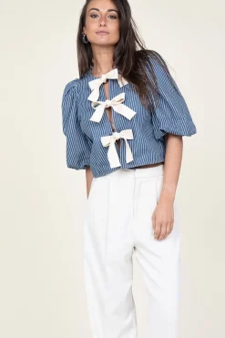 Striped Top With Bow Details Billy | Blue... | Co'Couture | Little Soho