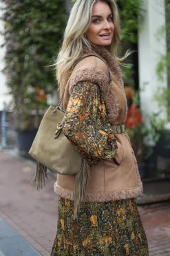 Suede Fringe Bag Cleo Large | Green... | Vanessa Bruno | Little Soho