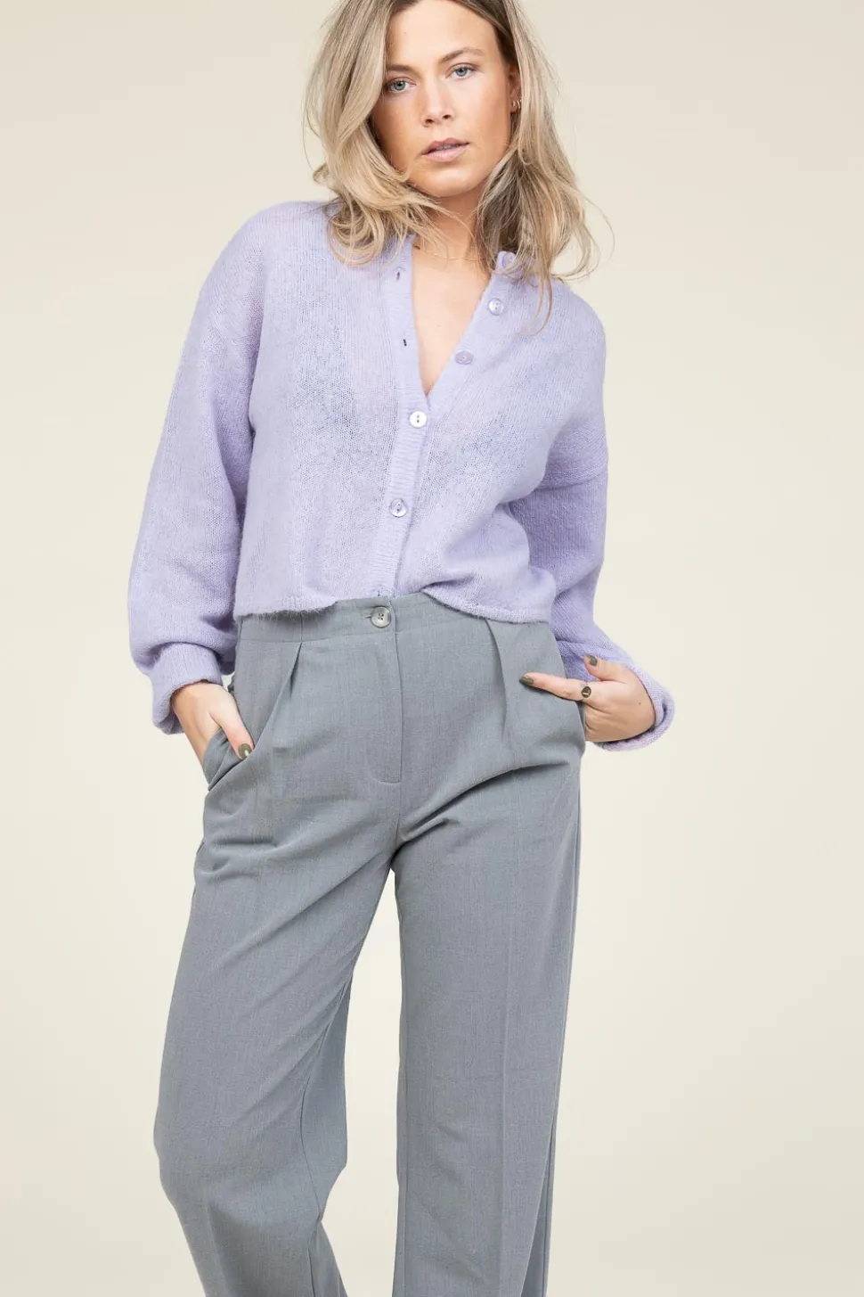 Super Soft Alpaca Cardigan Lando | Purple... | Dante 6 | Little Soho