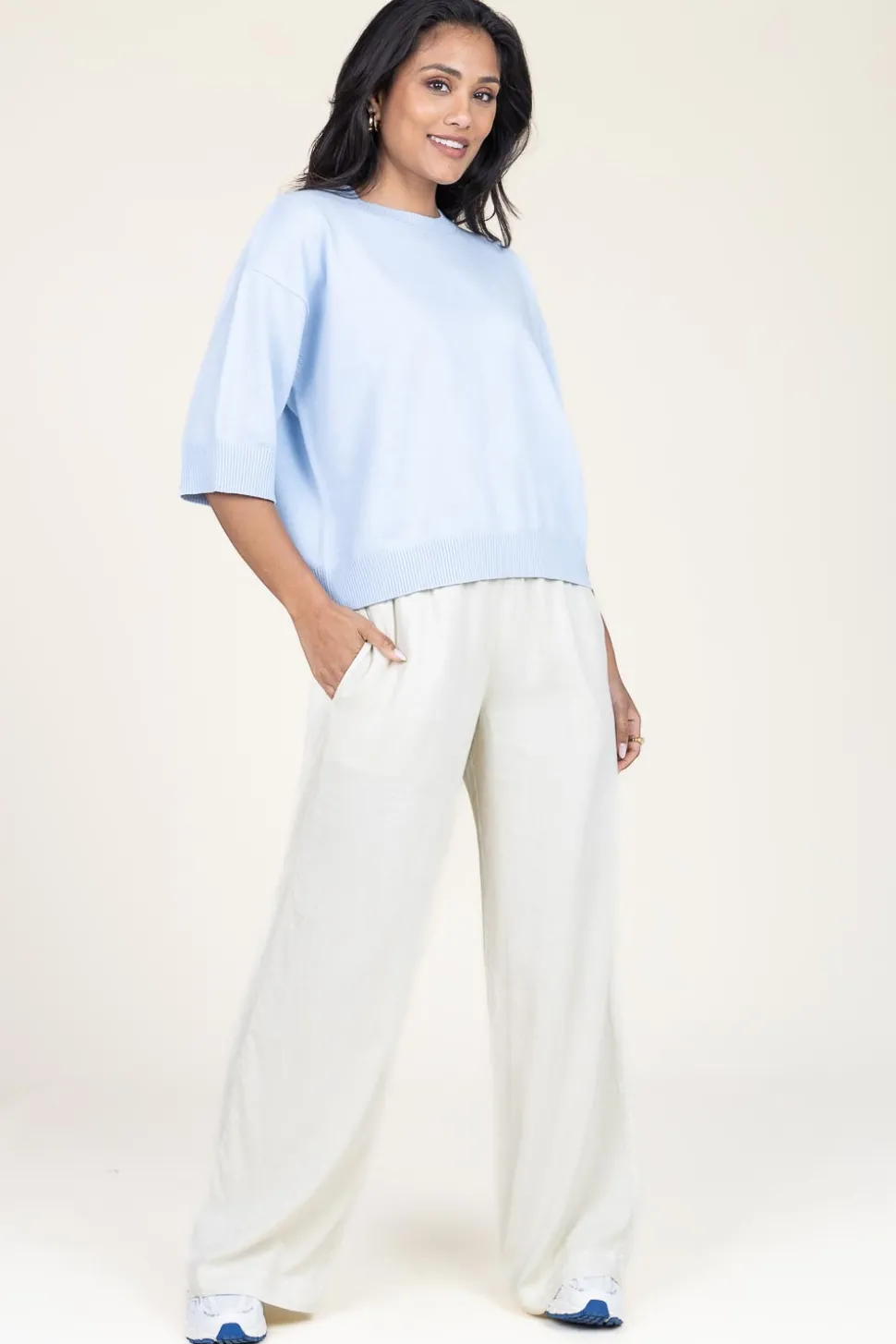Tencel Wide Leg Pants Iris | Beige... | Bella Dahl | Little Soho