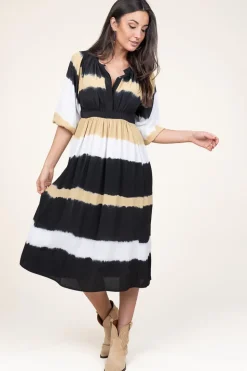 Tie-Dye Midi Dress Valeria | Yellow... | Ba&Sh | Little Soho