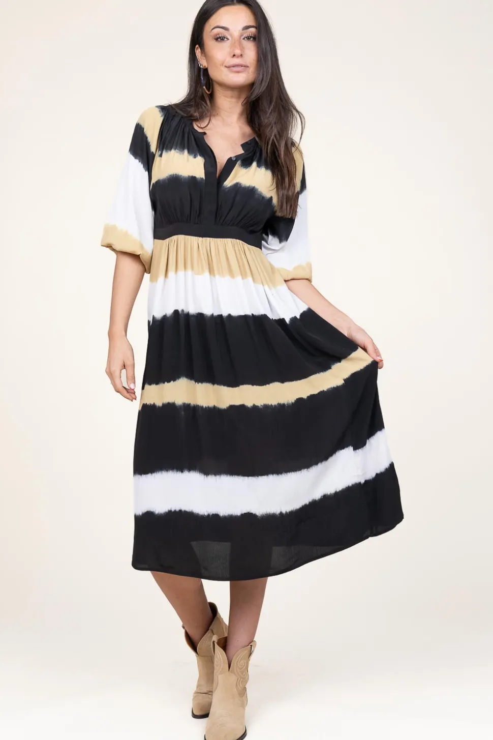 Tie-Dye Midi Dress Valeria | Yellow... | Ba&Sh | Little Soho