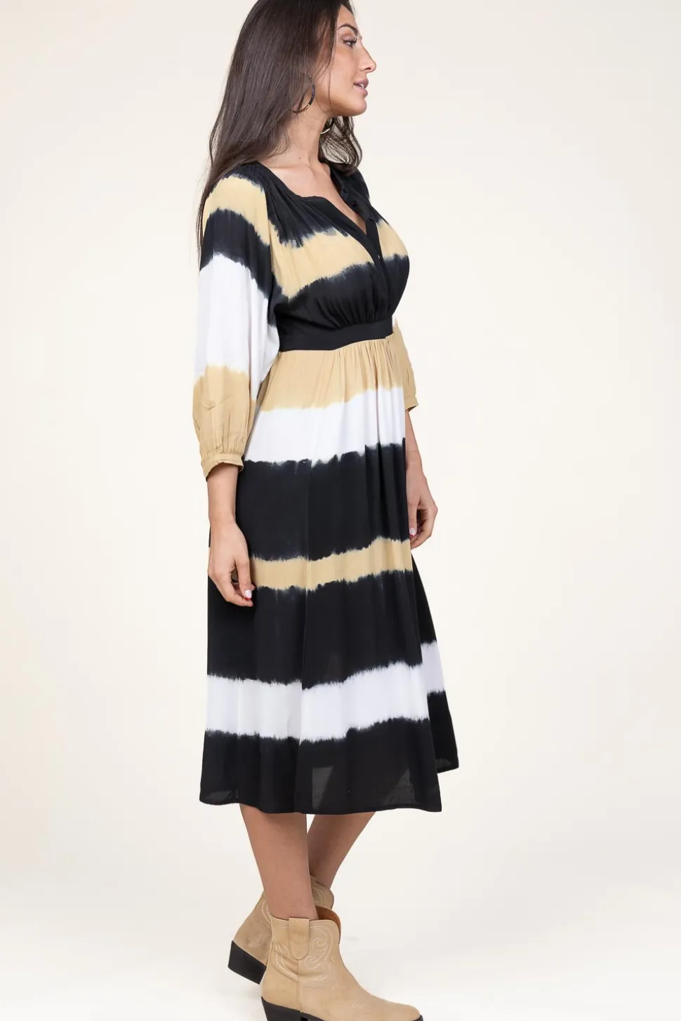 Tie-Dye Midi Dress Valeria | Yellow... | Ba&Sh | Little Soho