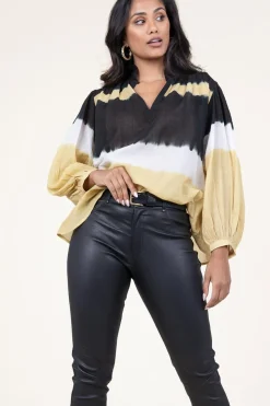 Tie-Dye Top With Balloon Sleeves Harvey | Yellow... | Ba&Sh | Little Soho