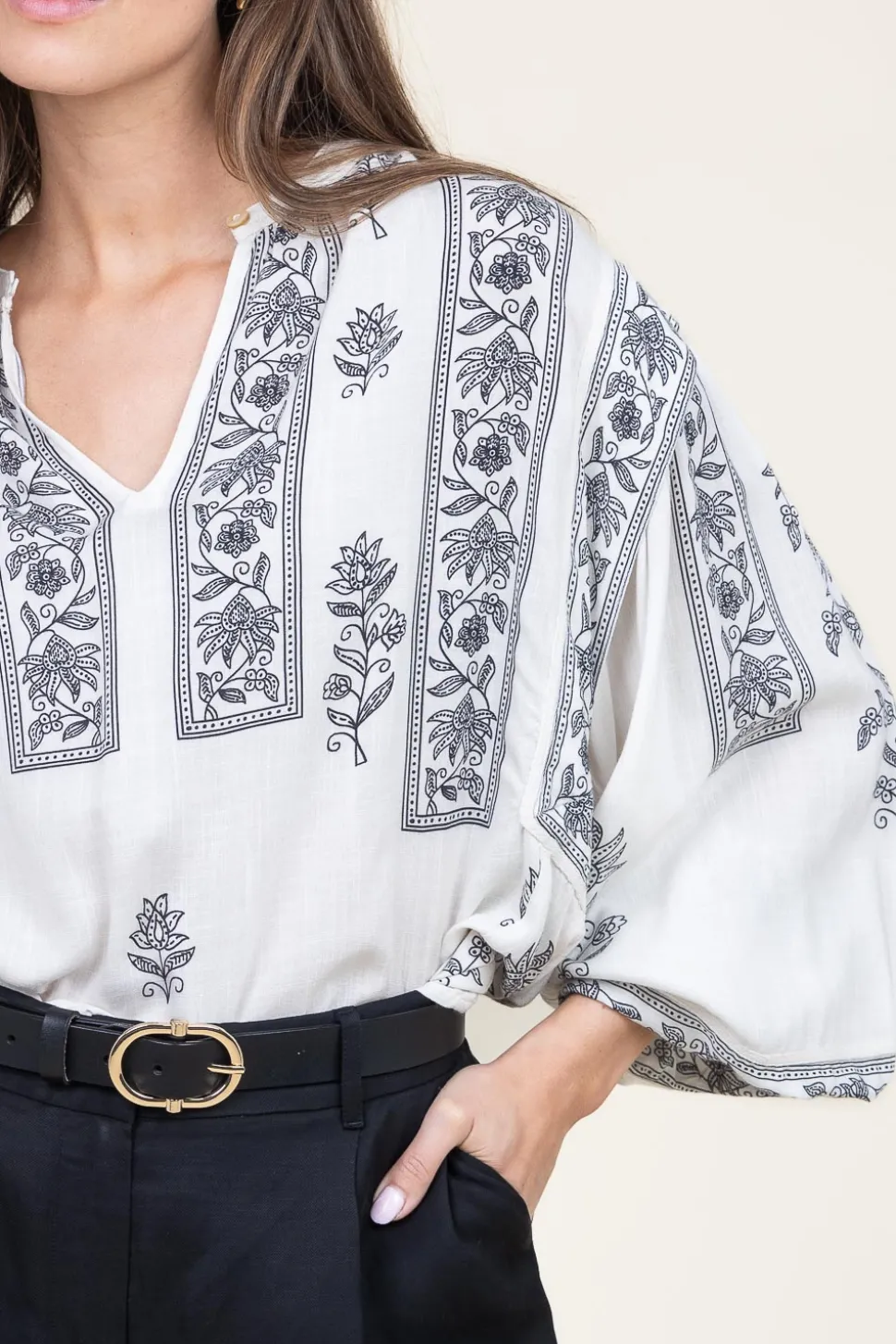 Top With Balloon Sleeves Dorina | Natural... | Stella Forest | Little Soho