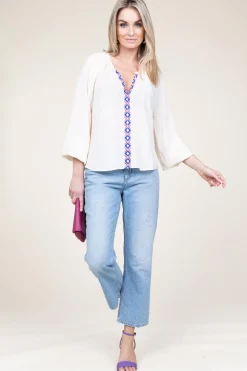 Top With Embroidered Details Astia | Natural... | Dante 6 | Little Soho