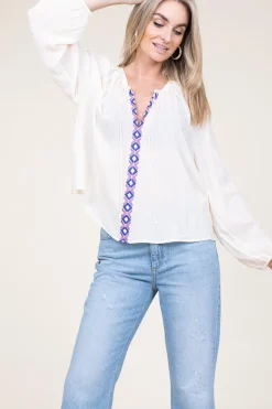 Top With Embroidered Details Astia | Natural... | Dante 6 | Little Soho