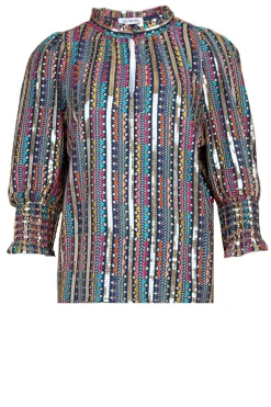 Top With Embroidery And Sequins Elise | Dark Blue... | Est'Seven | Little Soho