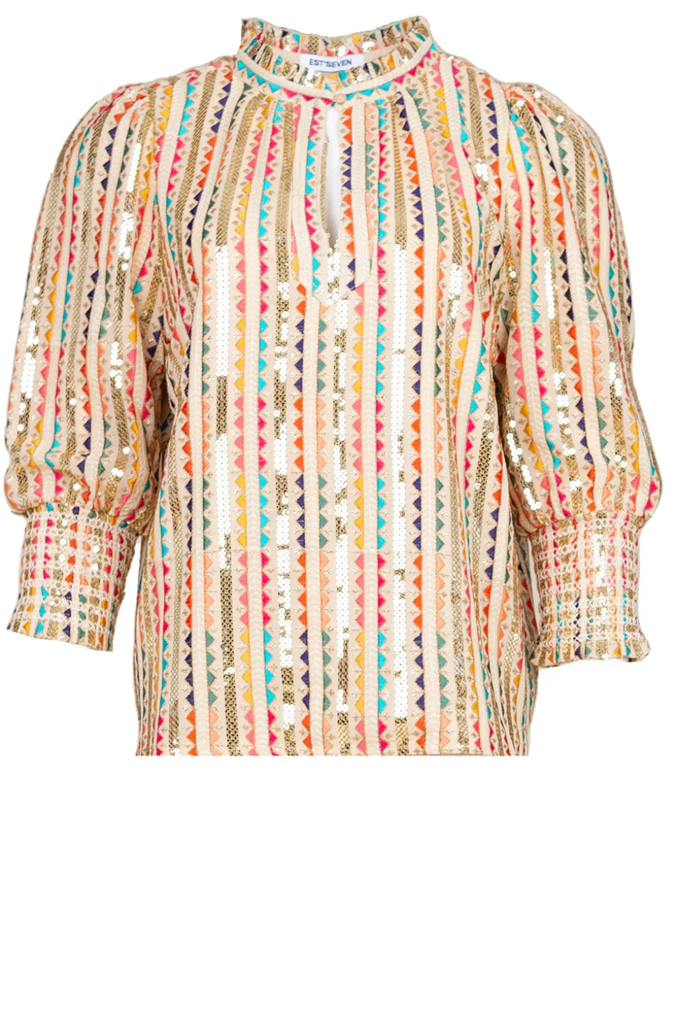 Top With Embroidery And Sequins Elise | Multi... | Est'Seven | Little Soho