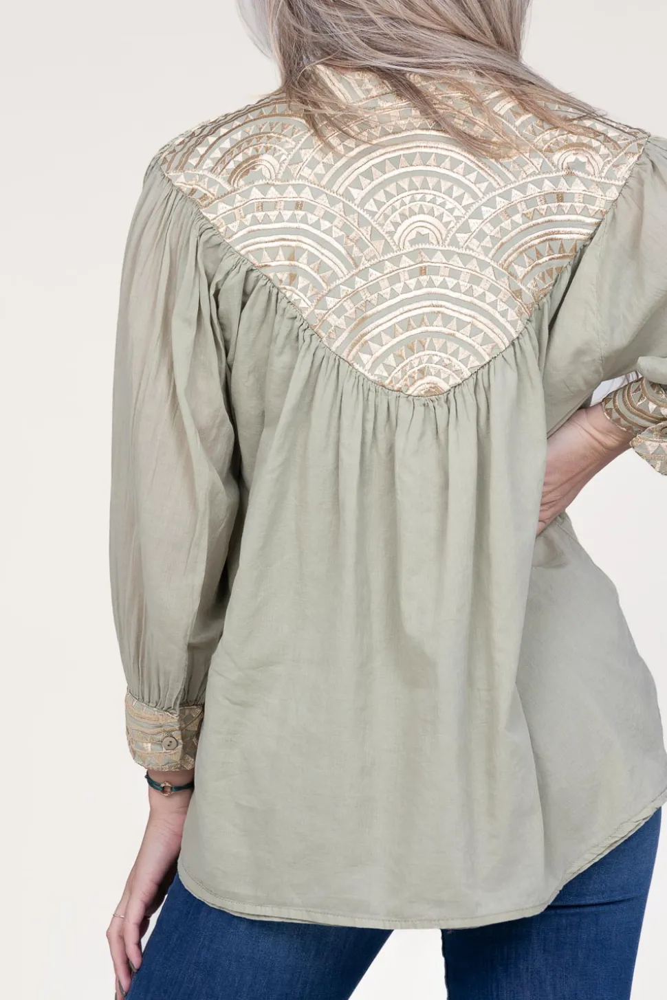Top With Embroidery Isadora | Green... | Greek Archaic Kori | Little Soho