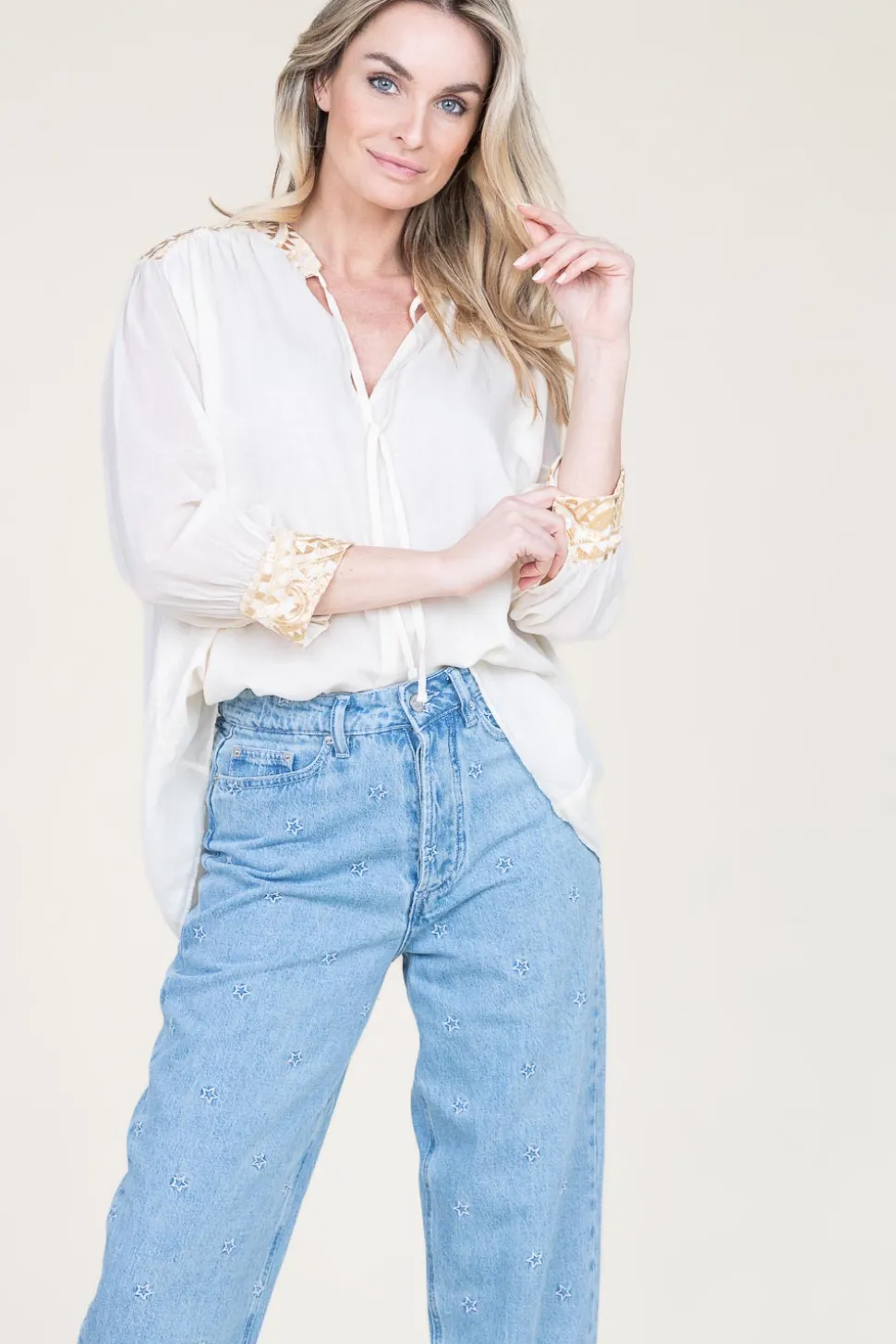 Top With Embroidery Isadora | Gold... | Greek Archaic Kori | Little Soho