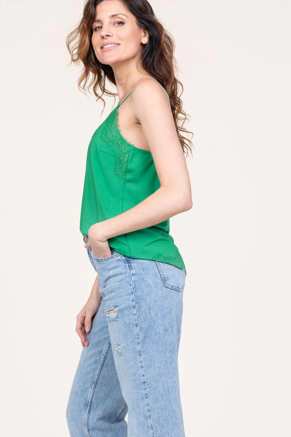 Top With Lace Details Puck | Green... | Cc Heart | Little Soho