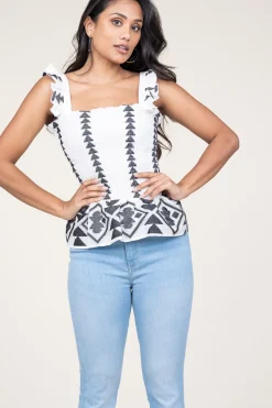 Top With Ruffles Bova | Black & White... | Kocca | Little Soho