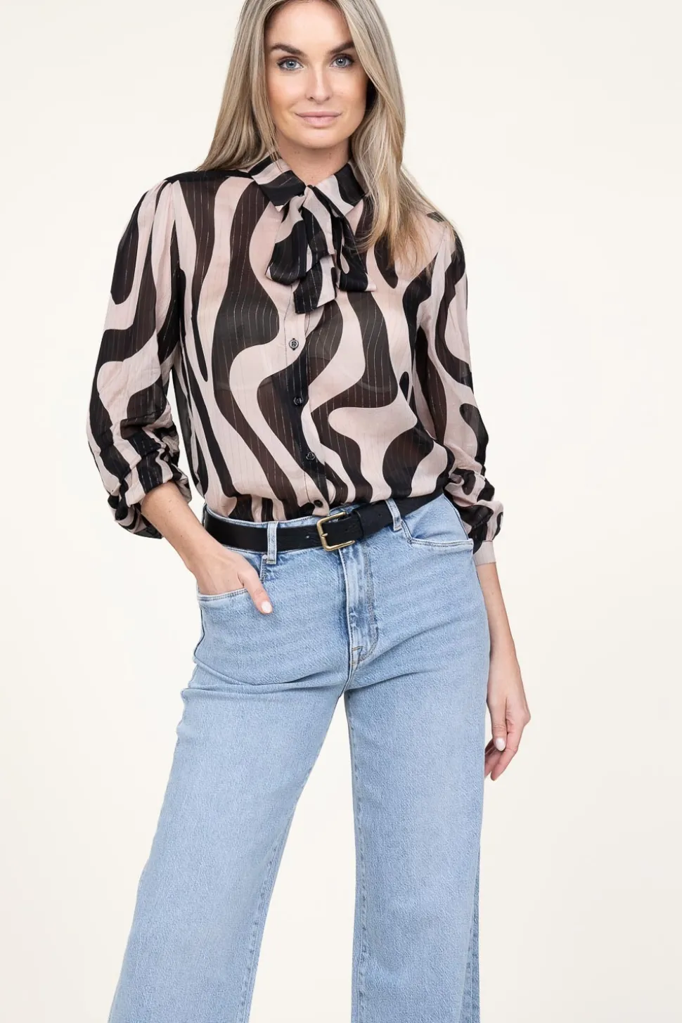 Transparant Blouse With Lurex Illusion | Beige... | Liu Jo | Little Soho