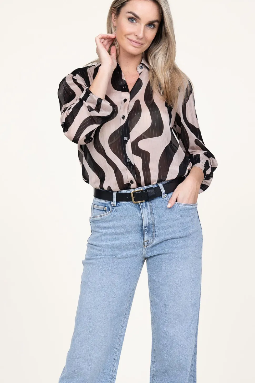 Transparant Blouse With Lurex Illusion | Beige... | Liu Jo | Little Soho