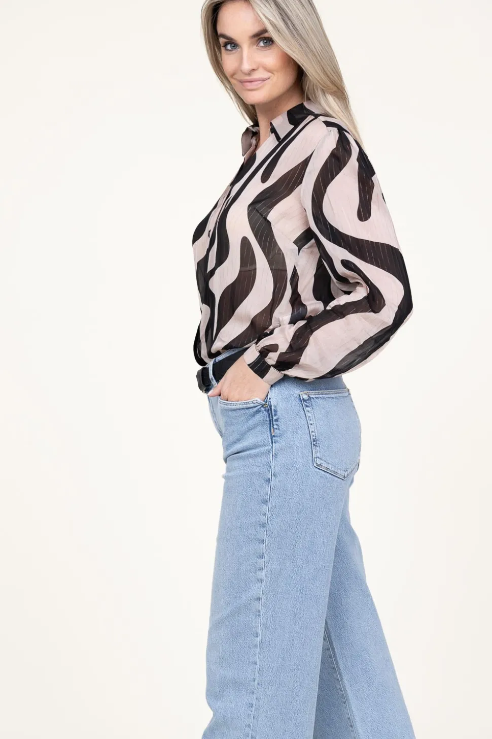 Transparant Blouse With Lurex Illusion | Beige... | Liu Jo | Little Soho