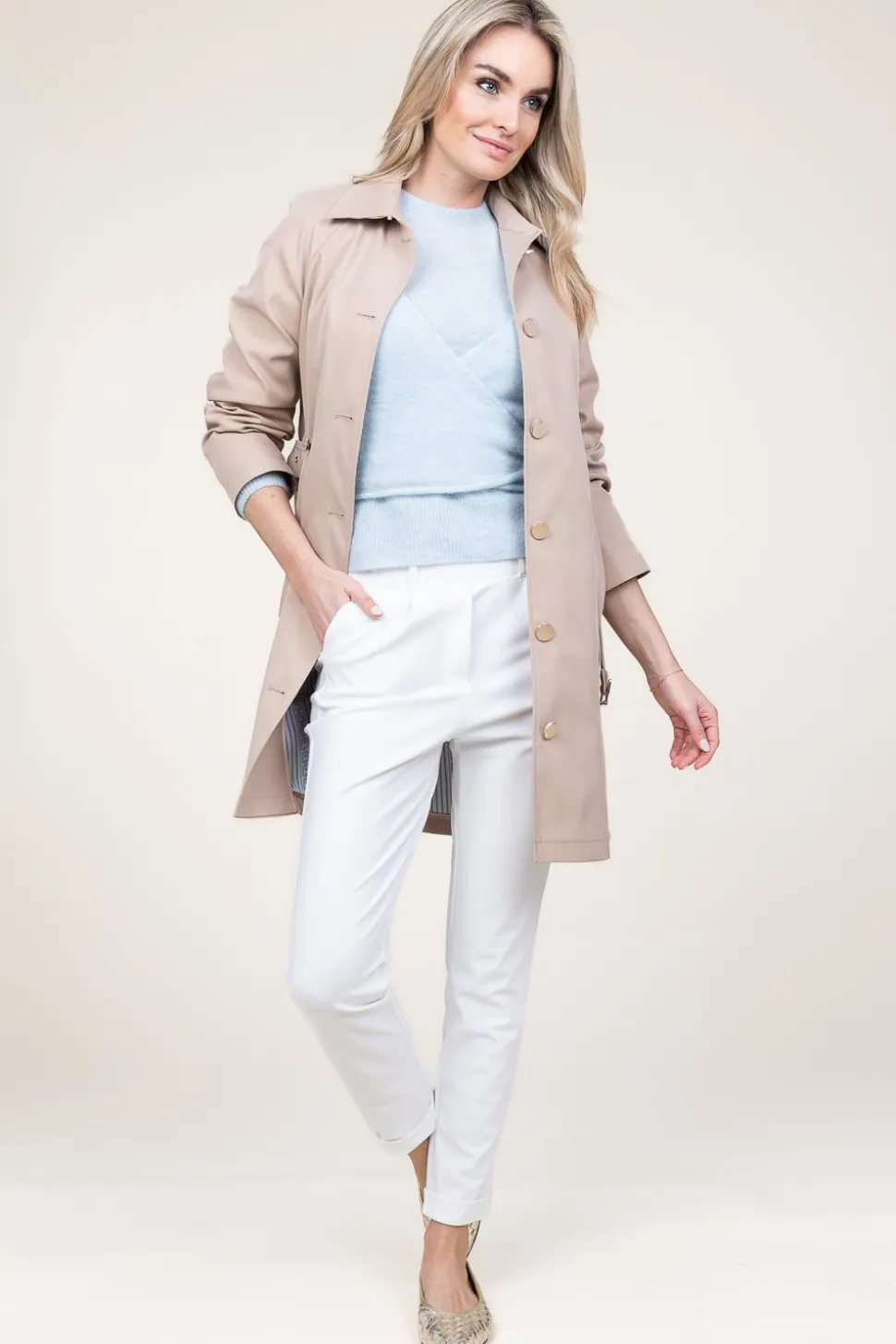 Travelwear Pants With Tie Belt Antigua | White... | D-Etoiles Casiope | Little Soho