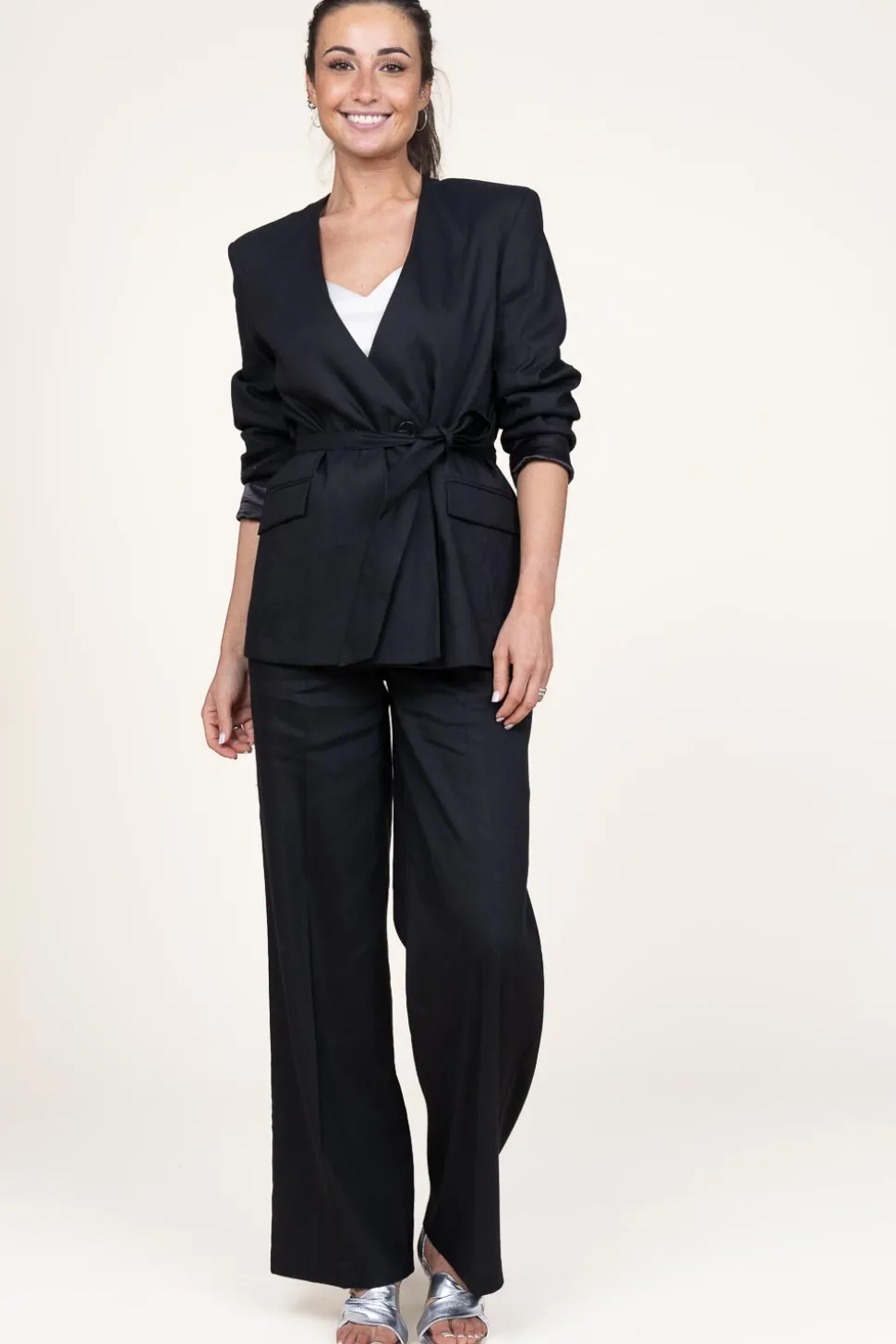 Trousers In Linen Blend Zach | Black... | Dante 6 | Little Soho