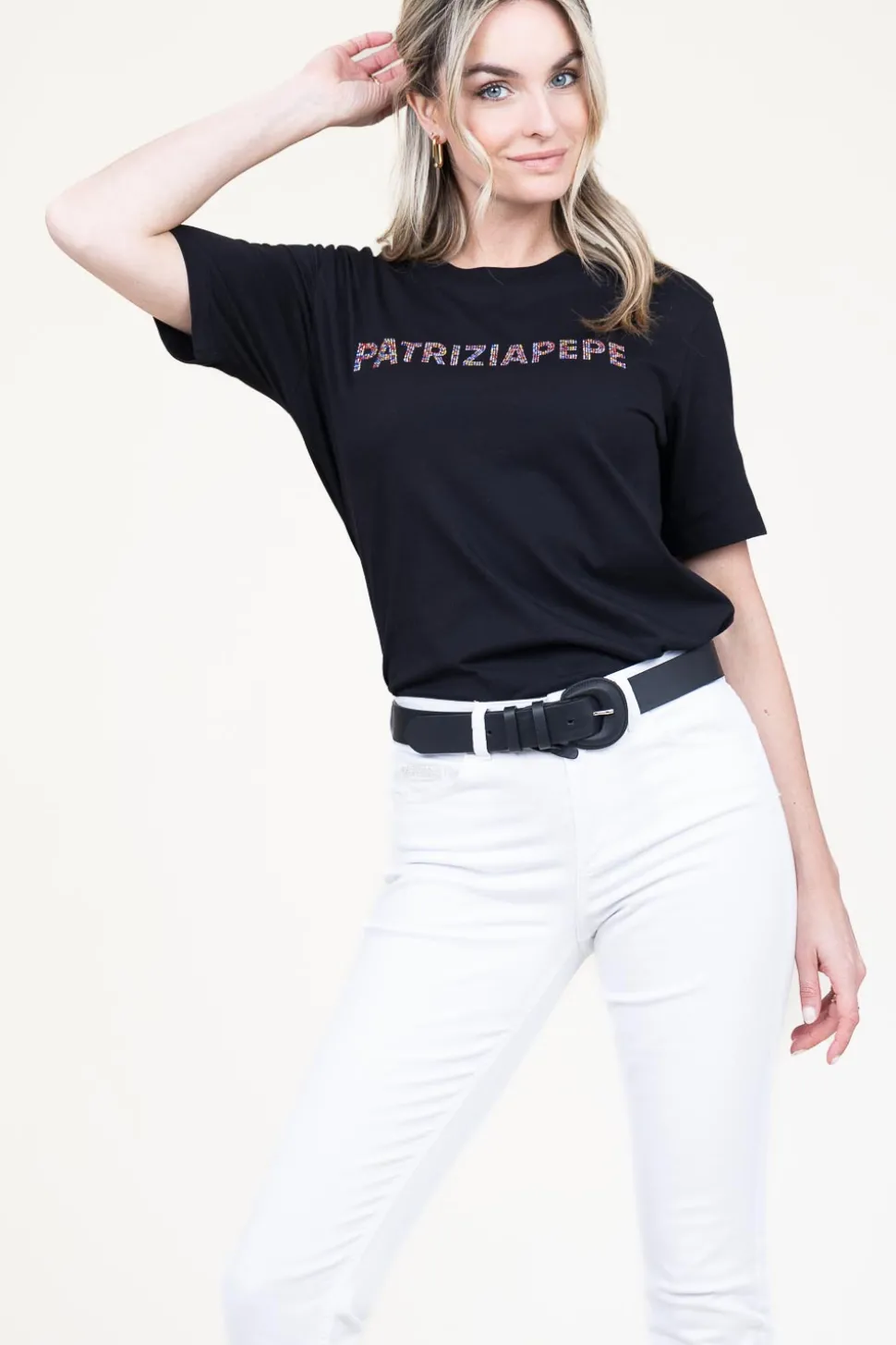 T-Shirt With Logo Lucia | Black... | Patrizia Pepe | Little Soho