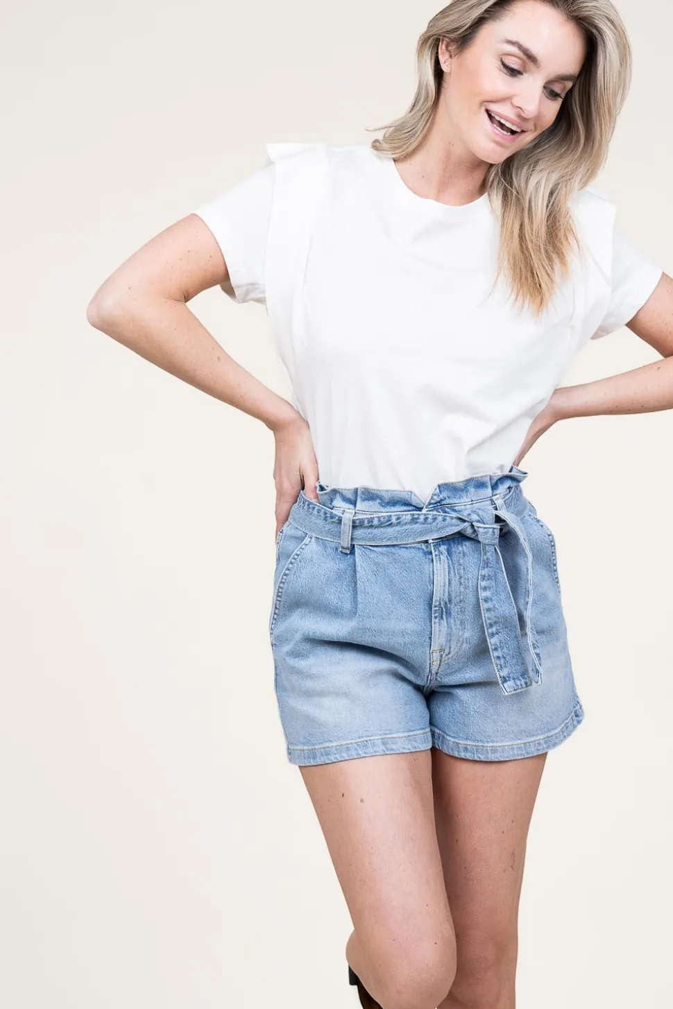 T-Shirt With Ruffles Cora | Natural... | Aaiko | Little Soho