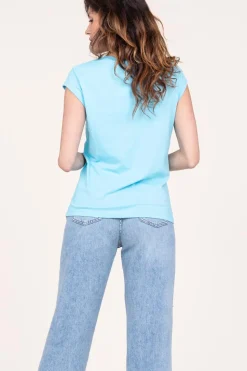 T-Shirt With V-Neck Vera | Blue... | Cc Heart | Little Soho