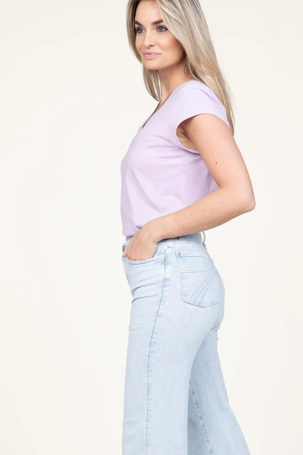 T-Shirt With V-Neck Vera | Purple... | Cc Heart | Little Soho