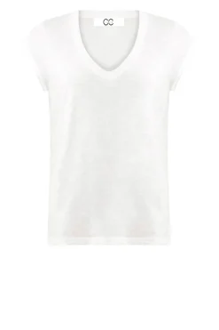 T-Shirt With V-Neck Vera | White... | Cc Heart | Little Soho