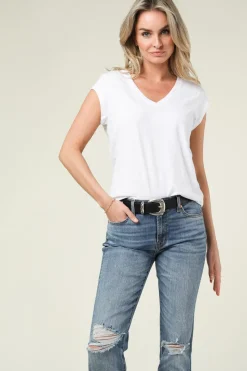 T-Shirt With V-Neck Vera | White... | Cc Heart | Little Soho