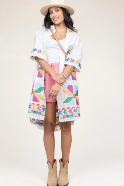 Tunic With Gold Colored Embroidery Livy | Multi... | Greek Archaic Kori | Little Soho