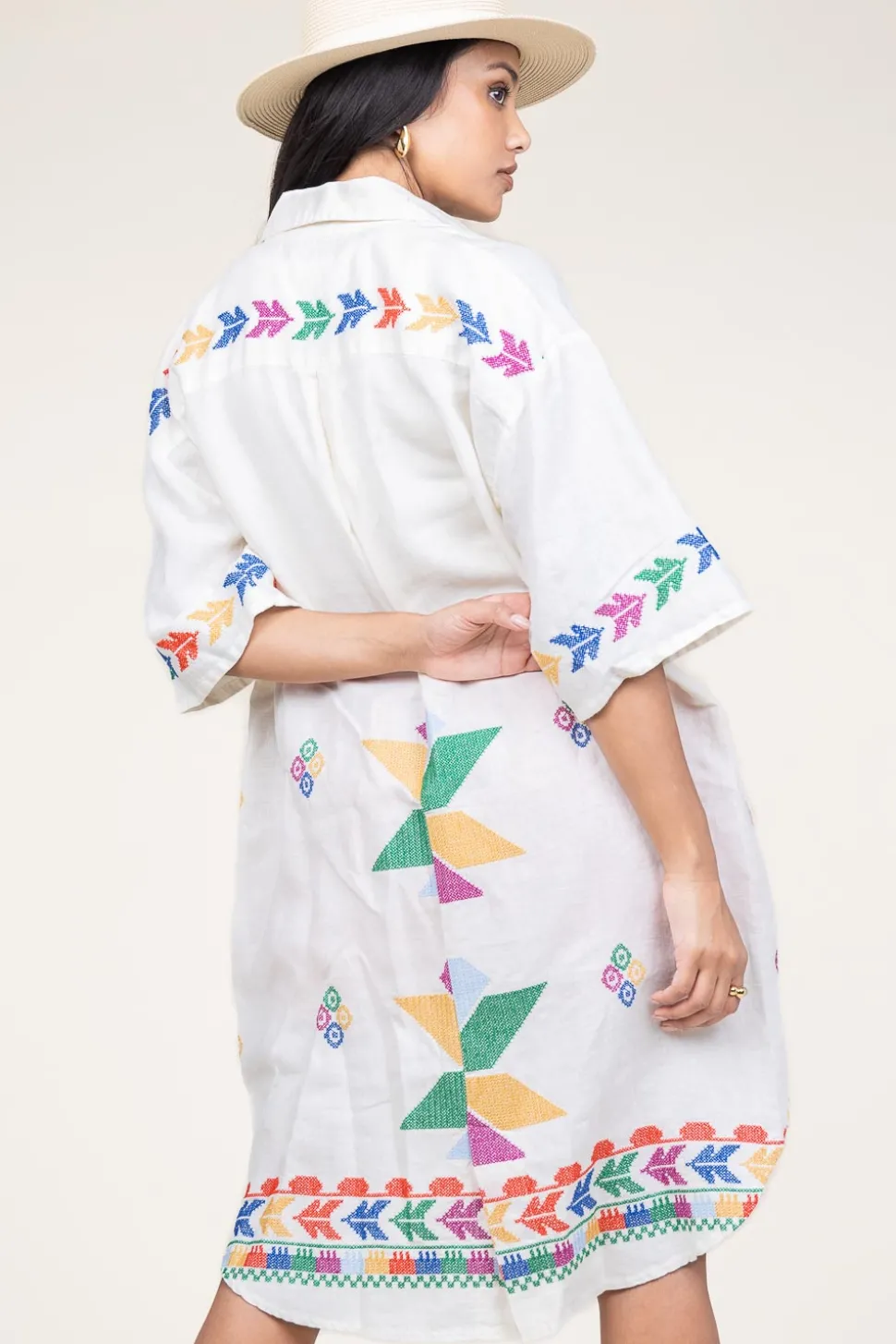 Tunic With Gold Colored Embroidery Livy | Multi... | Greek Archaic Kori | Little Soho