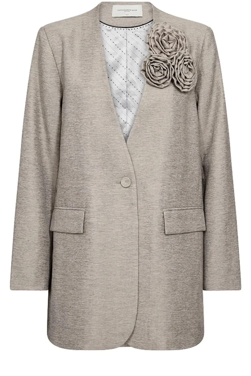 Viscose Blazer With Floral Detail Cilly | Beige... | Copenhagen Muse | Little Soho