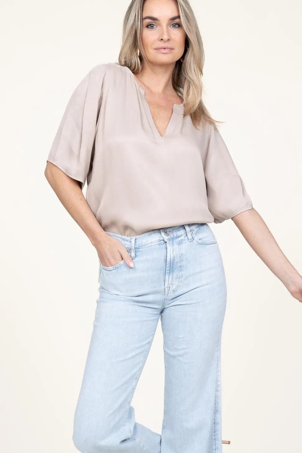 Viscose Top Tago | Taupe... | Ibana | Little Soho