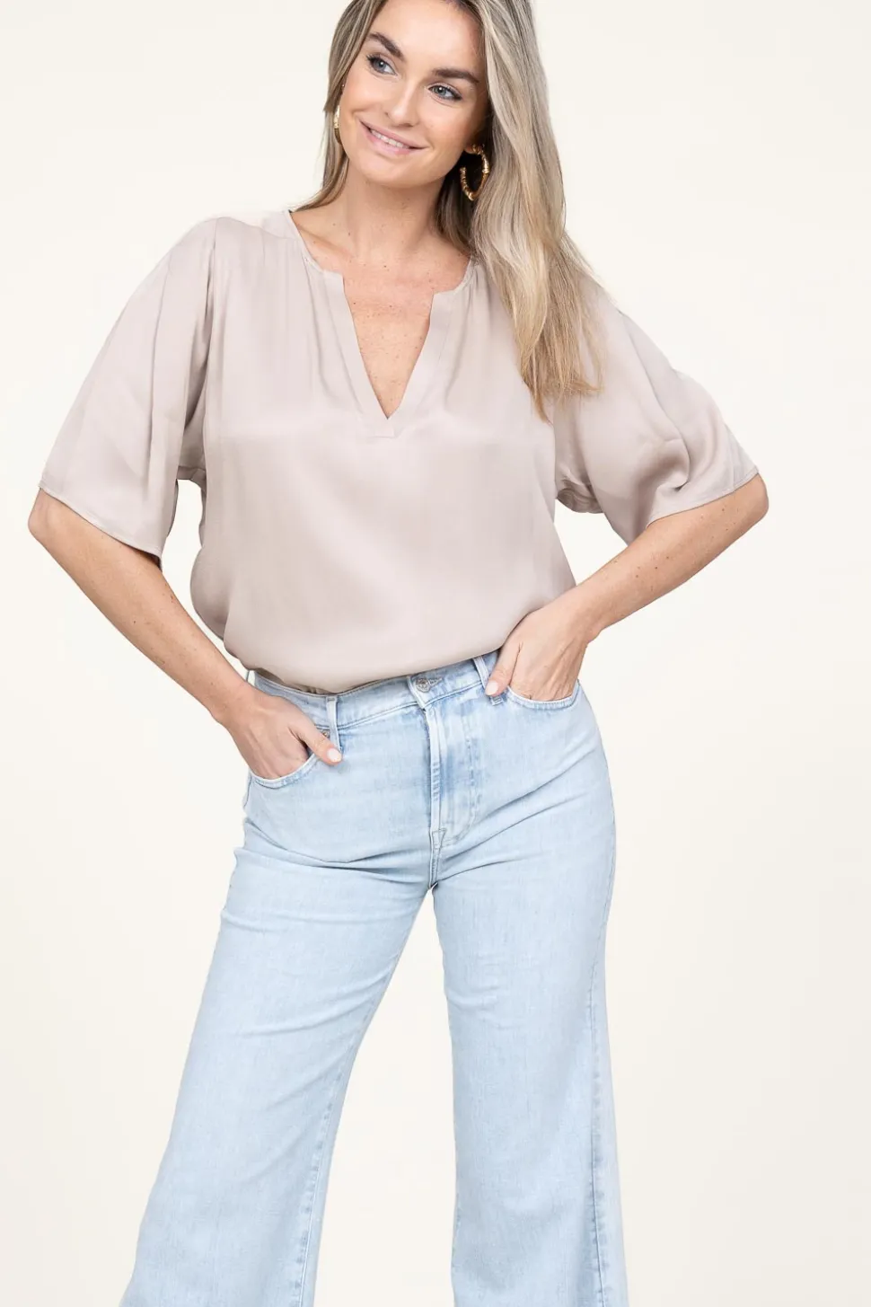 Viscose Top Tago | Taupe... | Ibana | Little Soho