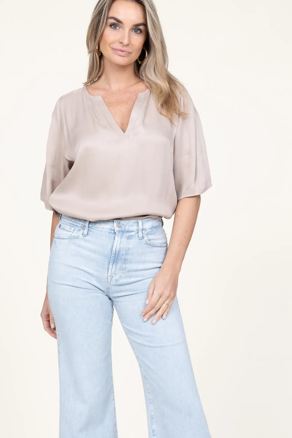 Viscose Top Tago | Taupe... | Ibana | Little Soho