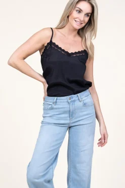 Viscose Top With Lace Viane | Black... | Lollys Laundry | Little Soho