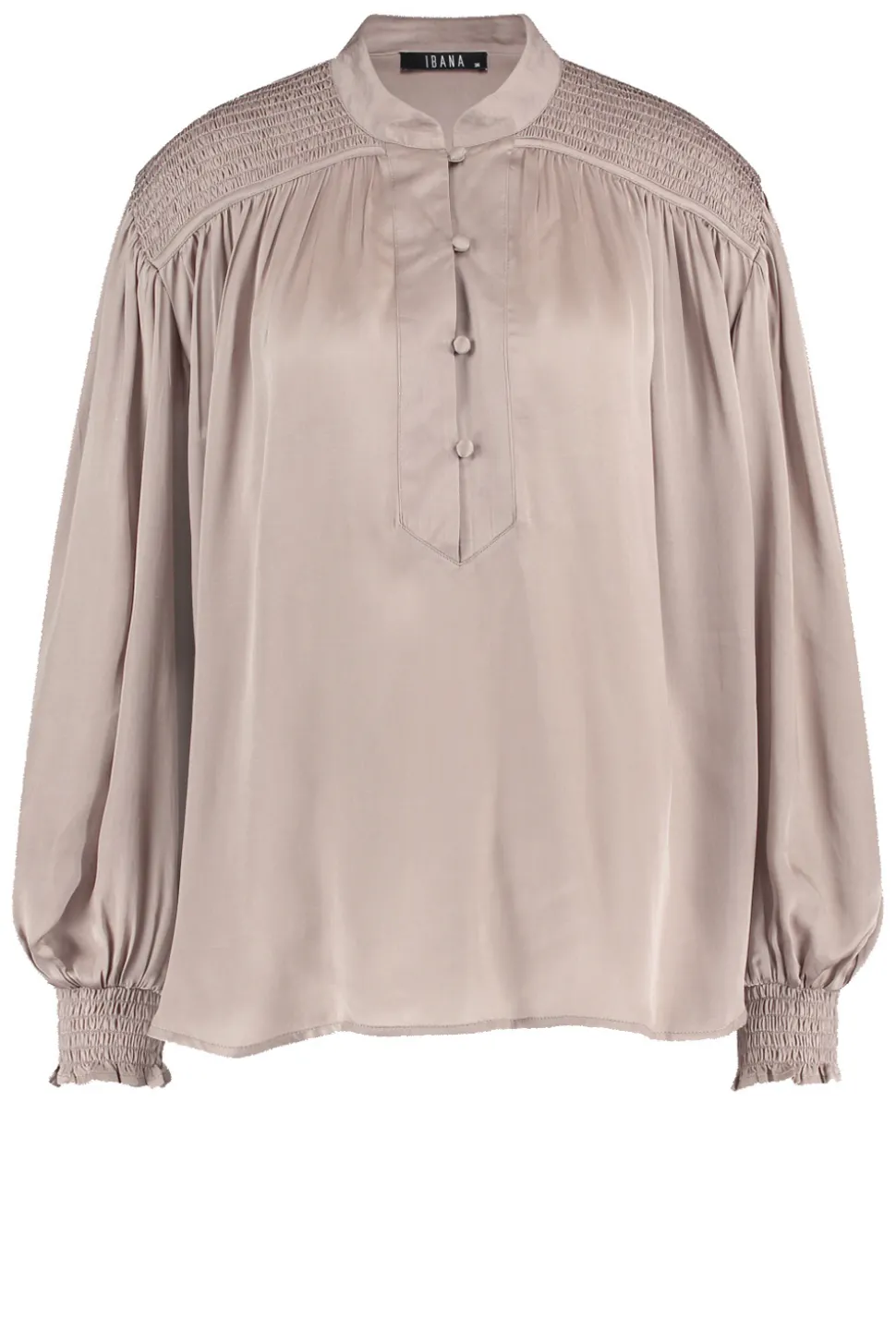 Viscose Top With Smocked Detail Tropa | Taupe... | Ibana | Little Soho