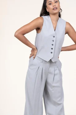 Waistcoat In Linen Blend Mister | Grey... | Herskind | Little Soho