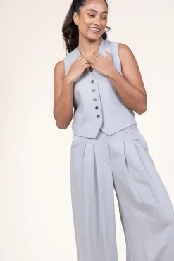 Waistcoat In Linen Blend Mister | Grey... | Herskind | Little Soho