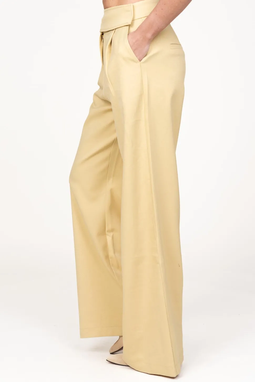 Wide Leg Trousers Rocia | Yellow... | Aaiko | Little Soho