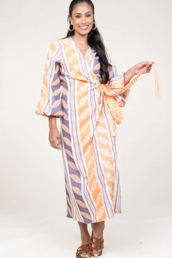 Woven Wrap Dress Thetis | Orange... | Devotion | Little Soho